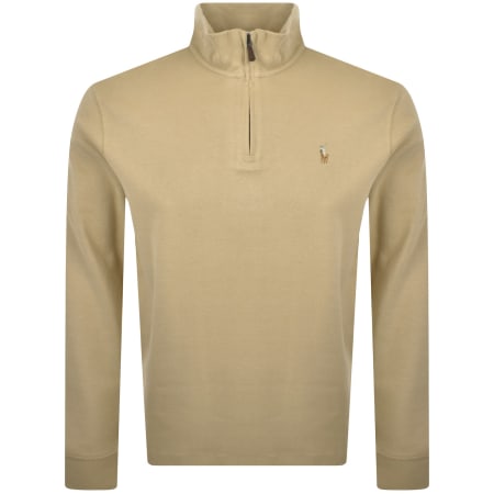 【激安通販 オンラインショップ】 Ralph Mainline | Beige Sweatshirt Zip Quarter Lauren トップス